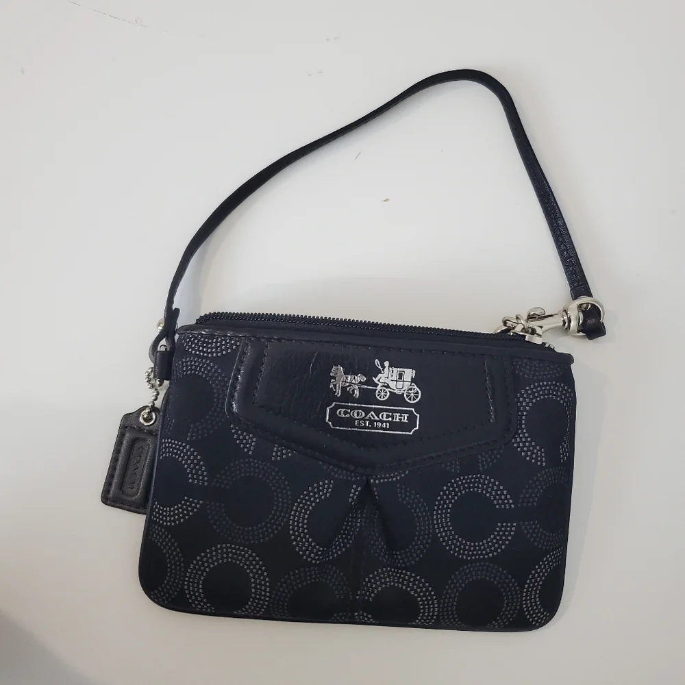 COACH Black Signature Wristlet Pouch